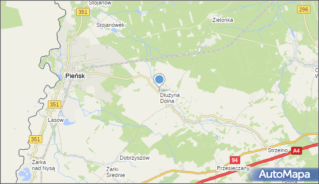 mapa Dłużyna Dolna, Dłużyna Dolna na mapie Targeo